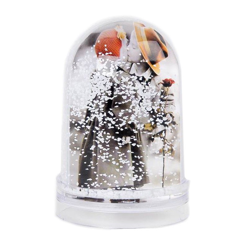 Rama foto integrata tip glob, 2 fotografii 5x9 cm, efect fulgi de zapada - imagine 6